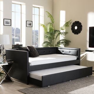 studio bedroom furniture. baxton studio faux leather button tufted daybed with trundle bedroom furniture l